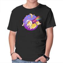 Unisex Crew Neck T-Shirt Space Corgi Graphic Short Sleeve Casual Tee M