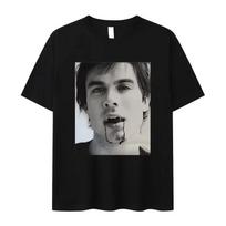 Damon Salvatore Ian Somerhalder TV Show T-shirt for Men Women 2026 Summer Tops Tshirts Women Clothing Streetwear Female T Shirt 4XL