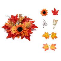 Fade Resistant Sunflower Maple Candle Ring Wreath  Fall Decoration Style B