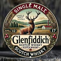 D Flat Glenfiddich Scotch Whisky Vintage Metal Wall Art Plaque  x cm Aluminum Tin Sign with Engraved Scottish Lands 20x20cm(8x8inch)