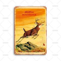 Vintage Deer Running On Mountain Landscape Metal Tin Sign Chic Metal Signs for Man Cave Farm Bar Garden Home Wall Decor Plaque 20x30cm（7.8x11.8inch）