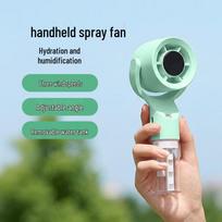 Portable USB Rechargeable Spray Fan Handheld Mini Misting Cooling Fan for Outdoor Camping Travel Blue žalia