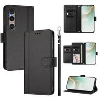 Flip Case for Sony Xperia 1 VI with Kickstand PU Leather 9 Card Slots Cash Pocket Shockproof Magnetic Hand Strap juoda