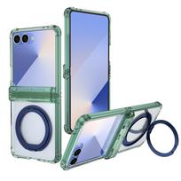case for Samsung Z Flip 7 6 5 Wireless charging magnetic rotating stand airbag anti-drop protective case full coverage tough Galaxy Z Flip7 žalia