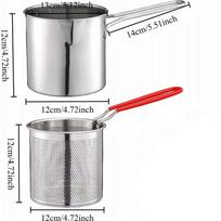 Kitchen Deep Frying Pan with Strainer Stainless Steel Tempura Fryer Versatile Cookware for Home Fried Food Preparation