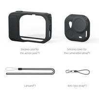 For Insta360 GO Ultra Silicone Case for Insta 360 Ultra Action Camera Protective Cover With Lens Protection Film Accessories For GO Ultra juoda