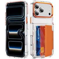 Transparent Shockproof Flip Wallet Bracket Phone Case for IPhone Air 12 13 14 15 17 Pro Max 16 Plus Card Slot Holder Hard Cover iPhone 15 oranžinė