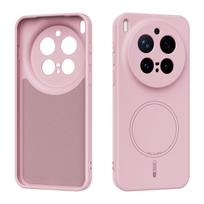 For VIVO X300 X200 Pro Mini Phone Case Magnetic Skin Feeling Liquid Silicone Drop-proof Cover for Vivo X300 Pro Shockproof Funda vivo X300 rožinė