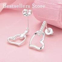 Elegant 925 Sterling Silver Luxurious Hollow Heart Zircon Stud Earrings for Women Fashion Wedding Party Gifts Jewelry sidabras