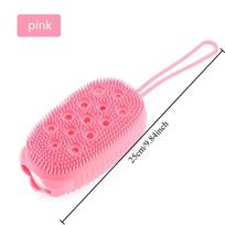 Soft Silicone Body Scrubber Multi-purpose Shower Exfoliating Brush Bubble Massage Sponge for Full Body Skin Cleansing rožinė
