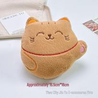 Large Maneki-neko Plush Toy Cat Keychain Pendant with Squeaky Feature