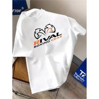 RIVAL BOXING GEAR Vyriški bokso marškinėliai - Lengvi kvėpuojantys vasariniai trumpomis rankovėmis su apvalia apykakle, su boksininko logotipu ir sporto salės dizainu, tinkami treniruotėms S balta