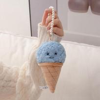 15CM Kawaii Cartoon Ten Color Sweet Cone Ice Cream Handmade Dolls Multi functional Backpack Pendant Key Ring Plush Toys Gifts karališkos mėlynos spalvos