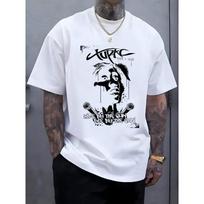 European sizes Men's Rap Legend Iconic Rapper Print T-Shirt - Short Sleeve Round Neck Casual Summer Tee Suitable for Summer & Outdoor Wear S balta