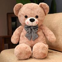 60/80/110CM Cute Large Size Teddy Bear Plush Toy Pillow Lovely Bears with Bow Knot Stuffed Soft Pillow Sleep Cushion Appease 60cm chaki