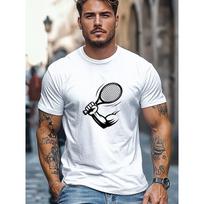European Size  Men'S T-Shirt, Easy And Clean, Minimalist Fashion, Men'S Hand-Held Tennis Racket Summer Casual Round Neck Short Sleeve T-Shirt S balta