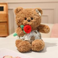 30/40cm Cute Stuffed Animal Bear With Rose Flower Kawaii Teddy Bear Plush Toy Birthday Gift for Kids Girls Home Decor 30cm