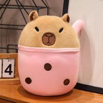 Kawaii 20-60CM Capybara Milk Tea Plush Toy Simulation Boba Milk Tea Fluffy Doll Stuffed Animals Soft Hug Cushion Bubble Food Toy 20CM rožinė
