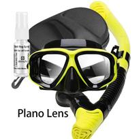 Scubal Diving Mask Snorkels Set Anti-burst myopia lenses Anti-Fog adult  Swimming Easy Breath Tube Snorkel  Yellow L/XL