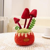 Adorable Plush Mushroom Collection Red Toadstool Brown Fungi With Green Moss And Fluffy Trim Soft Charming Home Gentle 22cm