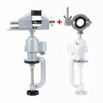 Aluminium Alloy 360° Swivel Bench Vise,2-in-1 Rotating Table Clamp,Electric Drill Stand Holder for Woodworking & Crafting