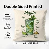 Mojito Cocktail Ins Cushion Cover Plush Fabric Soft Double-Sided Printed Sofa Warm Winter Home Child Gift Pillow Case Peach skin 18*18(CM)-1Pcs