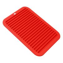 Silicone Drying for Kitchen Counter, Dish Drying Pad, Flexible for Cups and Utensils, One Size raudona