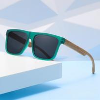 Bamboo Wood Handle Vintage Sunglasses UV400 Protection Fishing Sunglasses  Beach Green Grey