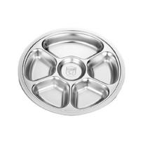 Stainless Steel Divided Round Tray 28cm For Family Dinners Outdoor Event Microwave Safe Food Partition Serving Plate