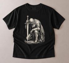 Dark Fantasy Knight T-Shirt, Vintage Soulsborne Elden Ring Graphic Tee L