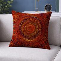 Red Golden Mandala Bohemian Pillow Covers Double Sided Print Plush Cushion Covers For Sofa Bedroom Living Room Home Decor Peach skin 40*40(CM)-1Pcs brown