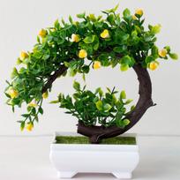 Artificial Plants Bonsai Simulated Tree Potted Plants Fake Flowers Table Potted Ornaments One Size geltona