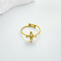 Light Luxury Four-Leaf Clover Ring Female Fashion Retro High-Level Sense Of Finger Ring Personality Stainless Steel Open Adjustable Ring opening adjustable