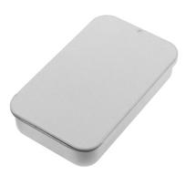 Maža metalinė dėžutė su stumdomu dangteliu saldainiams, lūpų balzamui, barzdos vaškui, kremui, tabletėms 8x5x1,5 cm sidabras