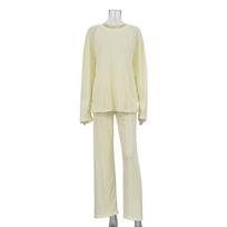 Elegant Top Pant Women's Suit Casual Stripe O-neck Full Sleeve Blouse High Waist Long Pants Female Outfits Lady Tracksuit L geltona