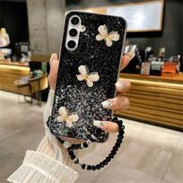 3D Drugelio Krištolo Apyrankė Blizgučių Dėklas Samsung S24 S23 Ultra S21 S22 Plus S20 FE S10 Note 20 10 Plus Minkštas Silikoninis Dėklas For Samsung S24FE