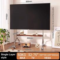 Riedantis grindų televizoriaus stovas su ratukais 32-75 colių LCD LED plokščiaekraniams/išlenktiems ekranams TV vežimėlis Laiko iki 110 svarų Maks. VESA 600x400mm juoda