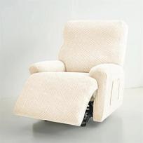1 Seater Jacquard Recliner Sofa Cover Stretch Split Armchair Slipcover For Living Room Couch Protector With Storage Pocket