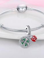Charms Plata Copper Colors Four-Leaf Clover Ladybug Beads Charm Pendant For Original Bracelet For Women Diy Jewelry Love Gift