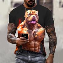3D Pitbull Tshirt Printing Unisex Round Neck Short Sleeve Street Fashion High Quality T-shirt Large Summer Personalized Clothing XXS