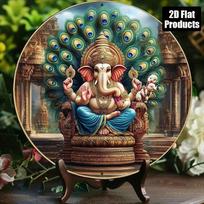 Metal Wall Art Ganesh 8x8 Inch Aluminum Poster for Living Room