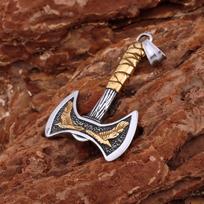 Nerūdijančio plieno vikingų kirvio karoliai, mišrios aukso spalvos, Odino varnų pakabukas, vyriškas asmenybės runos amuletis, dovana vaikinui black