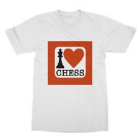 I Heart Chess T-Shirt | Minimalist Board Game Graphic Tee M