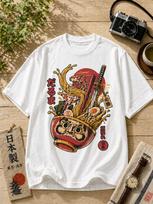 Japanese Daruma Ramen Samurai Graphic T-Shirt – Vintage Streetwear Style Tee XL