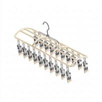 Windproof 20 Clips Sock Drying Rack Non-slip Trouser Hanger  for Balcony smėlis