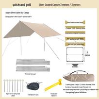 Black Outdoor Tarp Tent: No-Assembly Foldable Camping Sunshade with Heat, Wind, and Rain Protection