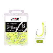 50pcs/box With Barb Carbon Steel Barbed Hooks Anti-rust Fluorescence Hook  Sea Fishing Tackle 7