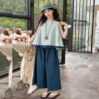 Girls' Fashionable Korean-Style Sleeveless Two-Piece Set: Stylish Wide-Leg Pants for Summer 2026 160 cm