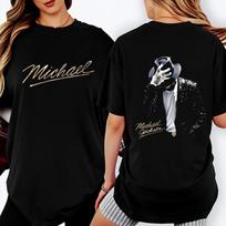 100% medvilnės laisvalaikio gatvės stiliaus marškinėliai Michael Jackson šokio poza An S gray
