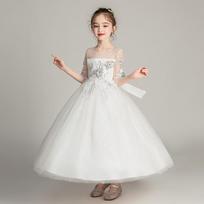 Luxurious Summer Flower Girl Dress - Mid-Sleeve Formal Wedding & Banquet Attire for Children 160 cm balta